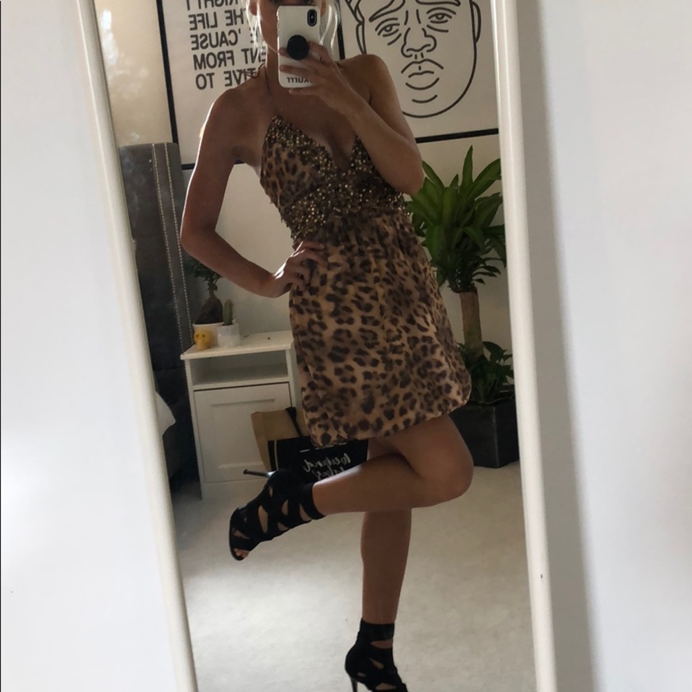 Leopard and Sequin Mini Dress